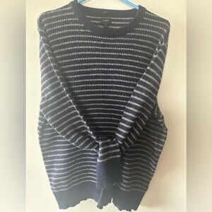 J Crew Navy Striped Merino Wool Blend Sweater Size XL/Slim